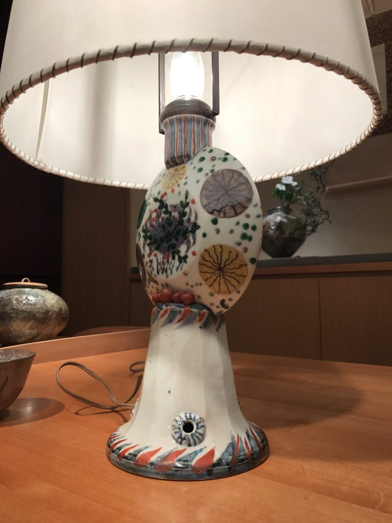 北大路魯山人 色絵電気スタンド